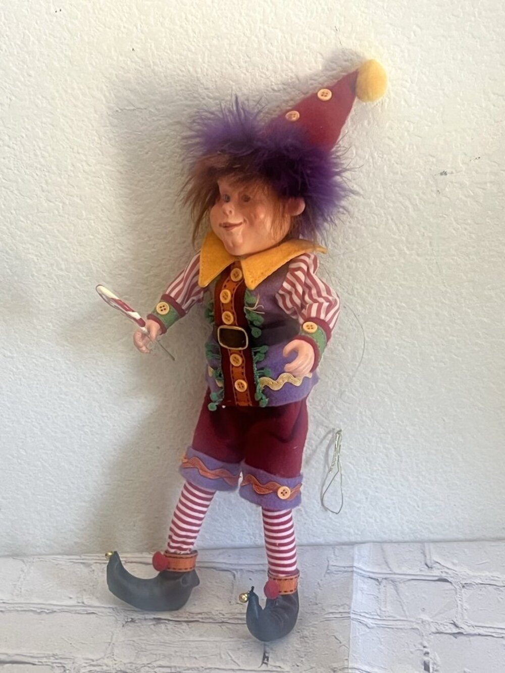vintage Jester Clown Elf Doll Katherine's Sitting Shelf Sitter 15" Kleski - Picture 9 of 12